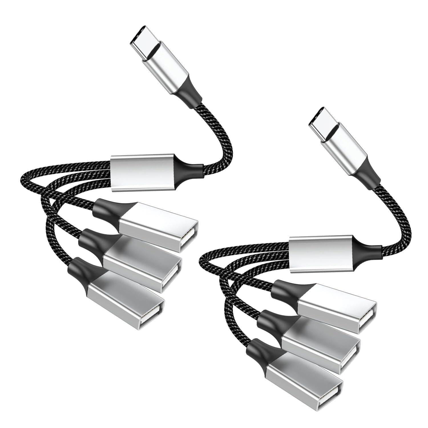 Photo 1 of 2-Packs USB C to 3 USB Female Adapter, Type C to Multi-Port Splitter Hub with USB 2.0 Ports, Compatible with MacBook, iPad Pro/Air, Microsoft Surface Go, PC, Laptop