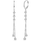 Moissanite Drop Dangle Earrings for Women 925 Sterling Silver Leverback Earring D-E Color VVS1 Clarity Hypoallergenic Jewelry Promise Birthday Christmas with Certificate