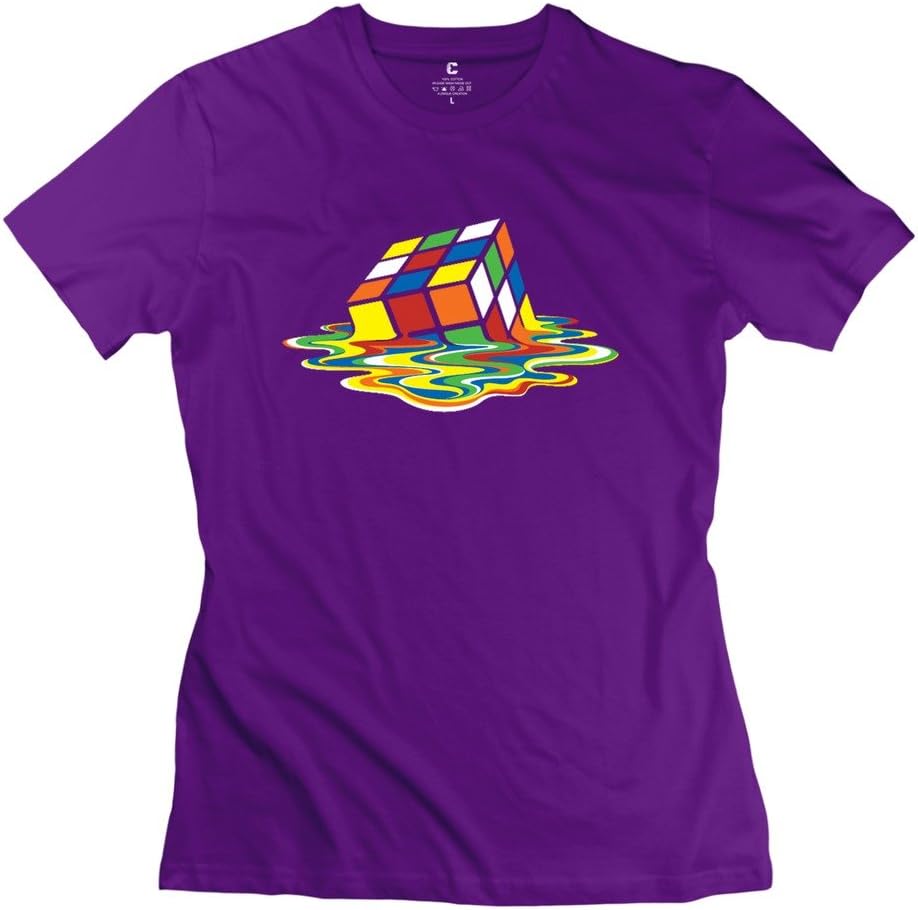 Female TBBT Big Bang Theory Rubik Cube Melting Rrubik Custom Causal Black T-Shirt By Mjensen