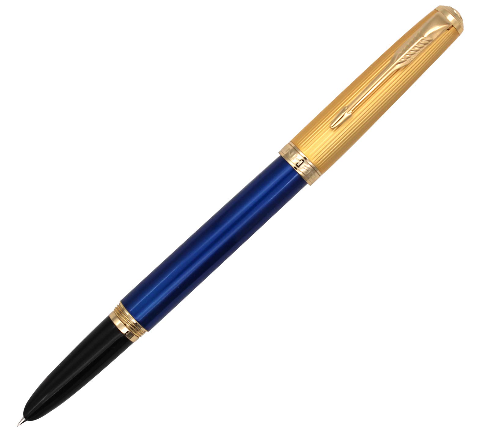 Gullor Fountain Pen with Ink Convertor, Golden Screw-on Cap, Fine Nib, Blue