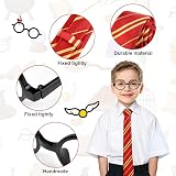 Aomig Red Wizard Striped Tie Glasses Set World Book Day Cosplay Tie view 4