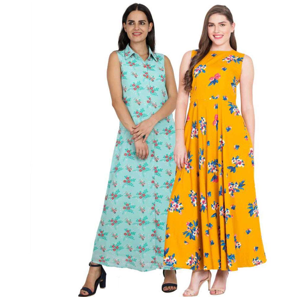 yellow and sky blue dress