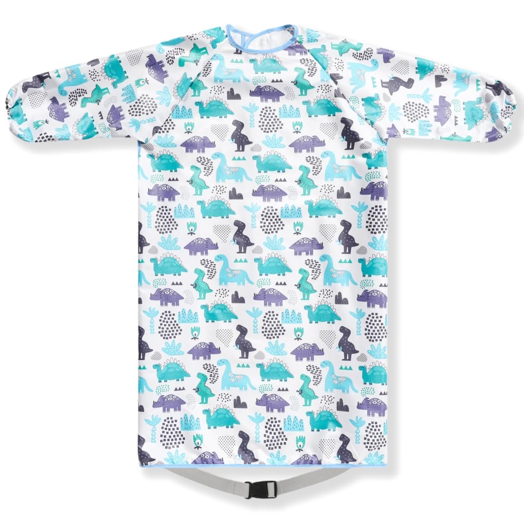 TSD Baby Weaning Bib - Long Sleeved Bib Toddler bibs 6～36Months Waterproof Attaches and Fully Cover to Baby Highchair Pushchair wipeable Machine Washable