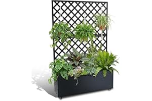 73" Tall Mobile Metal Raised Garden Bed with Trellis & Wheels, Large Outdoor Planter Box with Privacy Screen, Vertical Garden