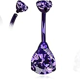 limerencia G23 Titanium Belly Button Rings hypoallergenic medical implant grade 14G Teardrop CZ Belly Navel Rings Piercing Belly Bars
