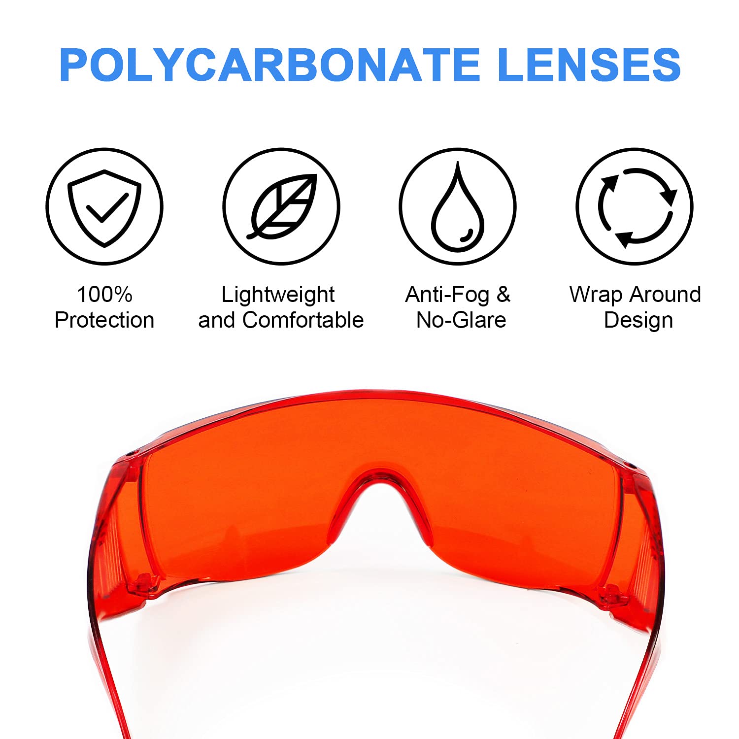 EZGO Dental Lab Safety Glasses, Anti-Fog Goggle Eyewear Protective Eye Shield Safety Glasses for Teeth Whitening Curing Light