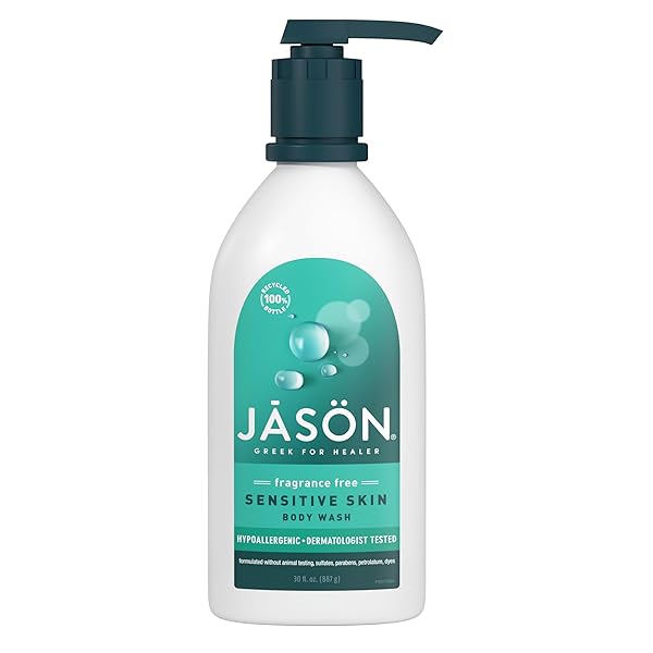 JASON SENSITIVE SKIN FRAGRANCE FREE BODY WASH, FOR A GENTLE FEELING CLEAN, 30 FLUID OUNCES