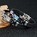 Stainless Steel Crucifix Cross Silicone Bracelets Cuff Bangle Wrist Band Bracelet, Black/Blue (Blue)