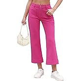 Vetinee Wide Leg Jeans for Women High Waisted Trendy Front Patch Pocket Flare Cropped Jeans Stretchy Denim Jean Pants
