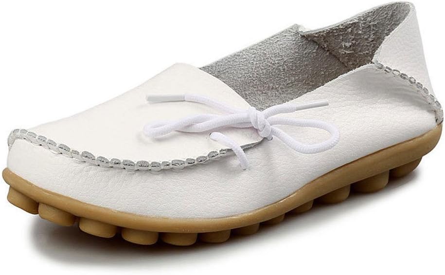 iLory Women's Casual Flat Shoes Leather Loafers Comfortable Driving Shoes Boat Shoes