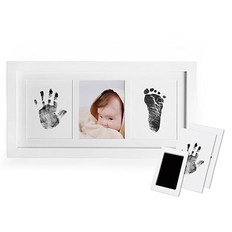 Norjews Baby Handabdruck und Fußabdruck Fotoalbum mit Zwei'CleanTouch' Stempelkissen und Vier Druckkarten - Babyhaut kommt ni