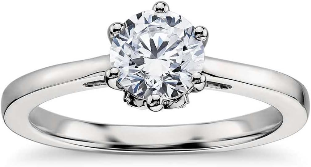Lilu Jewels 1 CT. T.W. Moissanite Wedding Engagement Solitaire Ring in Platinum Plated
