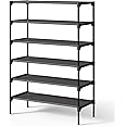 Kitsure Shoe Rack - Premium Non-Woven Shoe Rack Shelf, Shoe Organizer for Closet, Entryway, Garage & Corridor, Sturdy & Durable Long Stackable Shoe Shelves, 3X-Large, Black