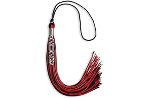Endea Graduation Mixed Double Color Tassel with Silver Stacked Date Drop (Black/Red, 2026)