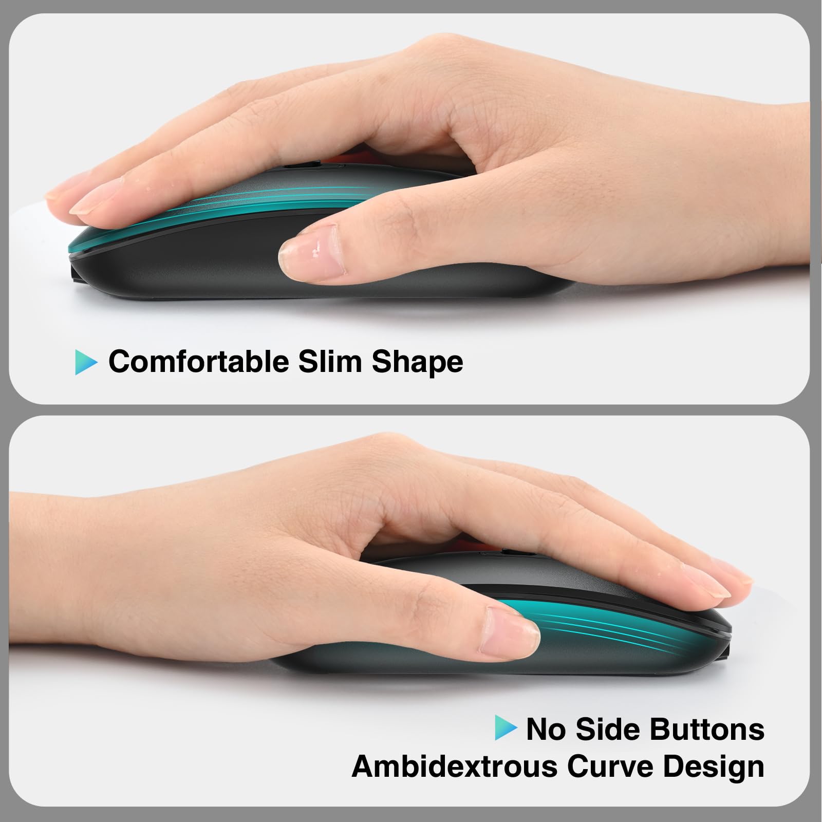 cimetech Bluetooth Maus 5.1+2.4G Dual Aufladbar Leise Slim für Mac/PC/iPad 8