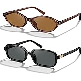 Retro Sunglasses for Women Chic Oval Rectangle 90s Shades Small Face | Cute Womens Sun Glasses UV Protection