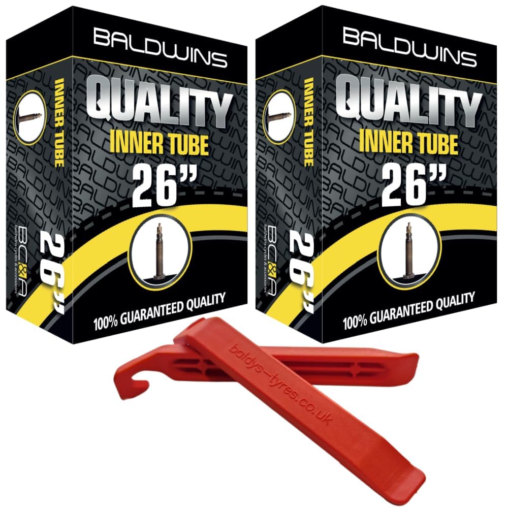 Baldwins Bike Inner Tube 26 x 2.20 to 2.40 Presta Valve & BALDY'S TYRE LEVER (Pack of 2)