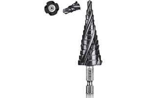 P.I.T. Quick Change Step Drill Bit Set 3/16”-7/8”,SAE Standard Industrial Grade Titanium Coated Step Bit, M2 HSS Cobalt Drill bits for Metal, Stainless Steel, Aluminum, Wood, Plastic with 1/4 '' Hex Shank