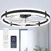 addlon 24" Low Profile Fandelier Ceiling Fans with Lights and Remote, Black | Wider Airflow, 3000-6000K Dimmable LED, 6 Speeds, Reversible DC Motor, Remote and App Control, Memory Function, Timer, Quiet