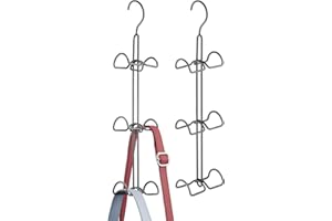 mDesign Metal Wire Over The Closet Rod Hanging Storage Organizer Hanger for Storing and Organizing Purses, Backpacks, Satchels, Crossovers, Handbags - 2 Pack - Graphite Gray