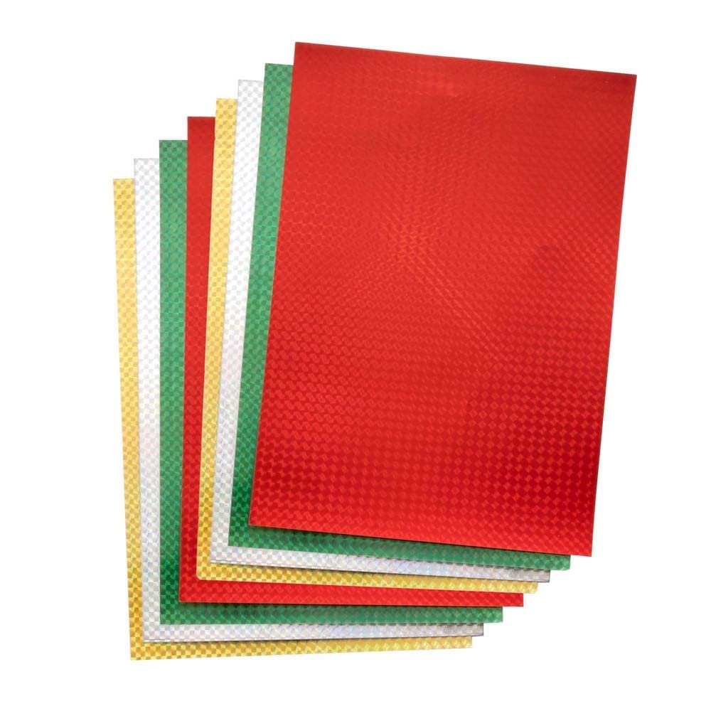 Baker Ross FE814 Christmas Holographic Card Pack - Pack of 20, Metallic Card, Craft Supplies for Kids, Ideal for Craft Activities and Decoration Making