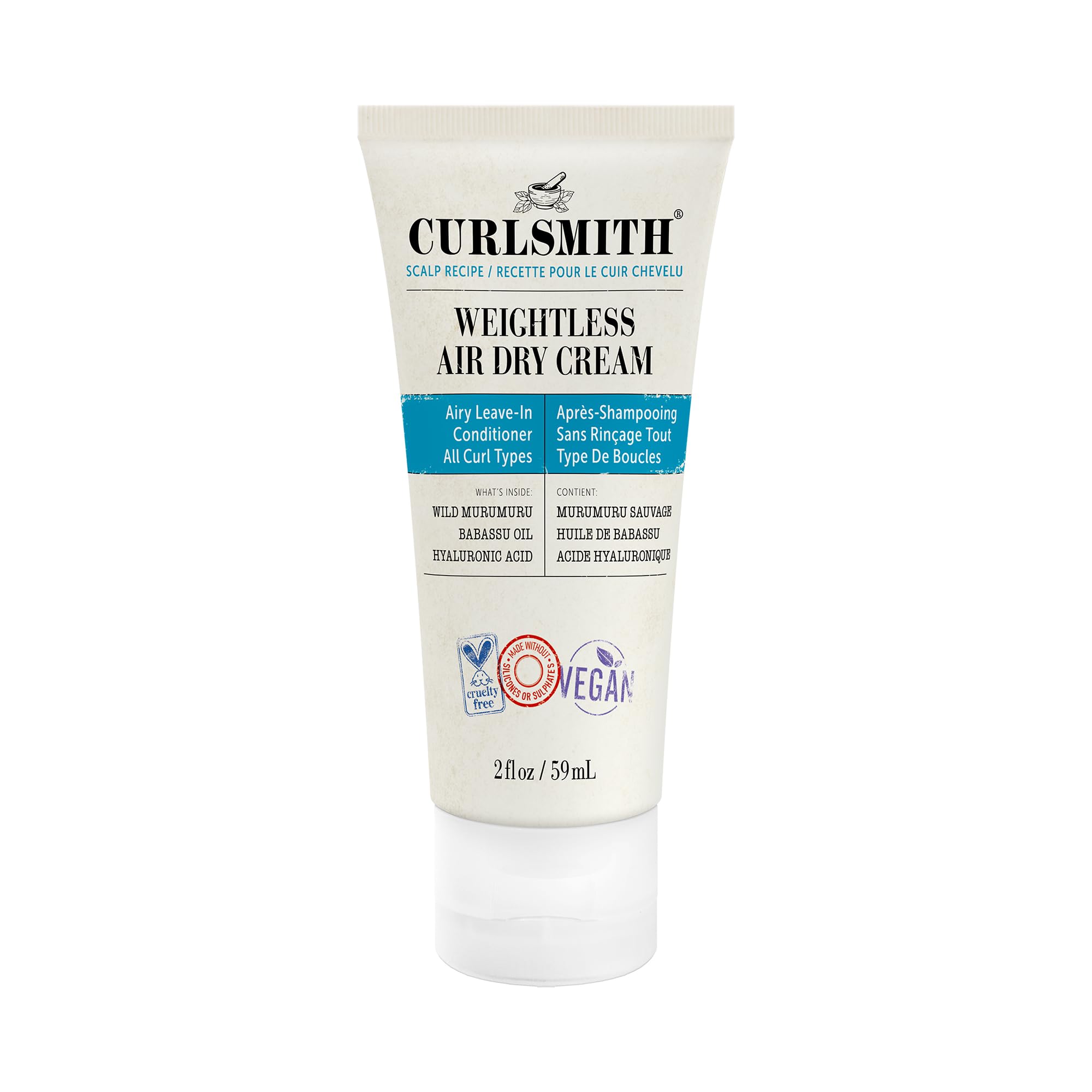 Curlsmith - Weightless Air Dry Cream - Vegan Leave-In Conditioner for Any Hair Type, Smooths Hair (59ml)