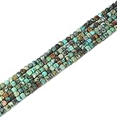 Natural African Turquoise Gemstone 4mm Faceted Cube Square Loose Beads 16 Inch for DIY Jewelry Making Beads