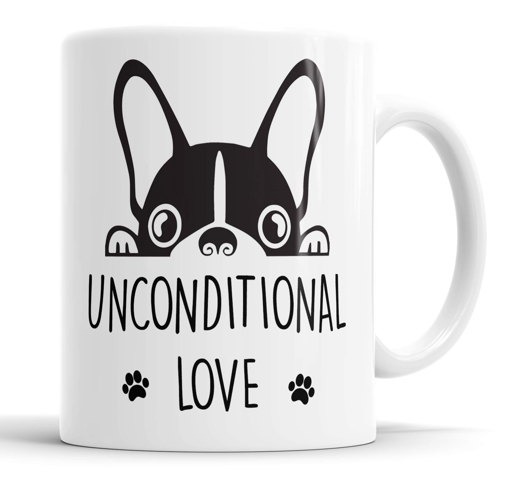 Faithful Prints Frenchie Unconditional Love Mug Pet Present French Bull Dog Mum Dad Friend Joke Funny Gift Cup Birthday Christmas, Ceramic Mug
