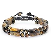 Mens Tiger Eye Stone Bracelet - COLORFEY Real Mens Beads Bracelets Unique Tiger Eye Crystal Bracelet