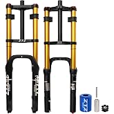 Exceedhub 26"x4.0" Fat Tire Ebike Air Front Suspension Fork, 9x135mm QR | 180mm Travel, Straight Steerer Double Shoulder Fork for Electric Bike, MTB, Snow, Beach Bikes