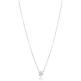 Amazon Collection Cubic Zirconia North Star Necklace with Cable Chain in Sterling Silver, 18"