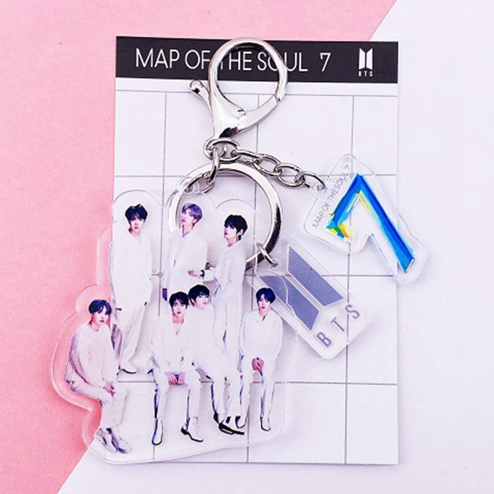 HughFan Kpop Keychain, Bangtan Boys Keyring Collectible Key Ring Bag Accessory Pendant Army Fans Gift, Style 01(MAP OF THE SOUL : 7)