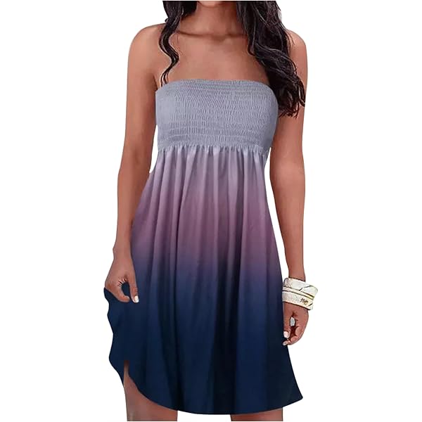 Plus Size Tube Top Dress Women Beach Boho Floral Strapless Dresses for  Women Summer Gradient XXL at Amazon Women's Clothing store