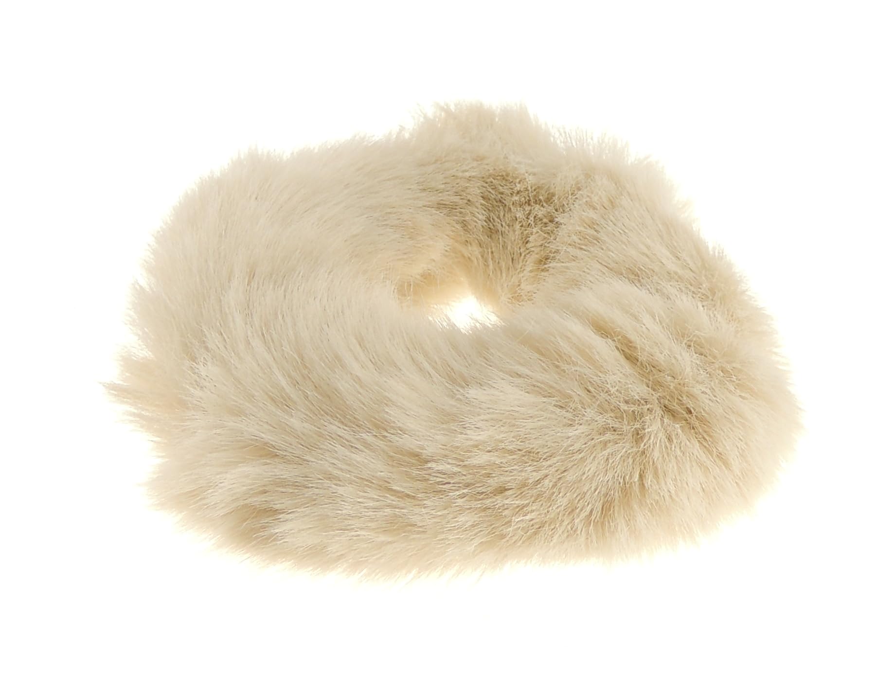 Ladies Girls Winter Faux Fur Small Hair Tie (Beige)