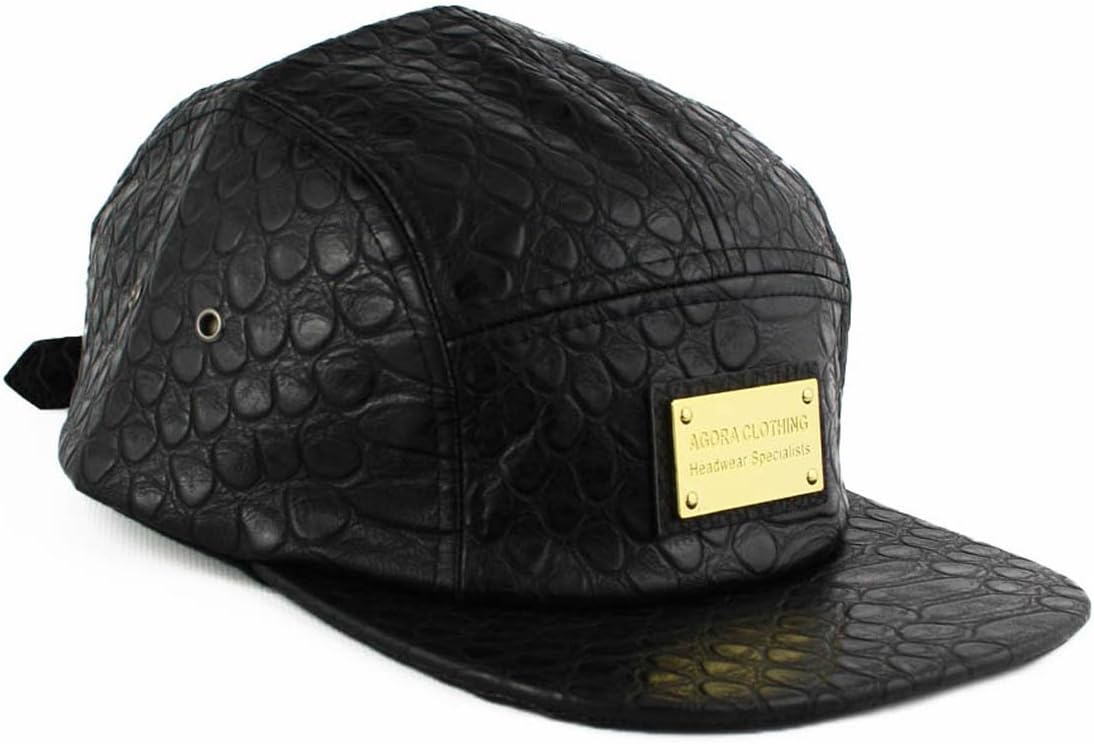 Full Snakeskin 5 Panel Cap Black