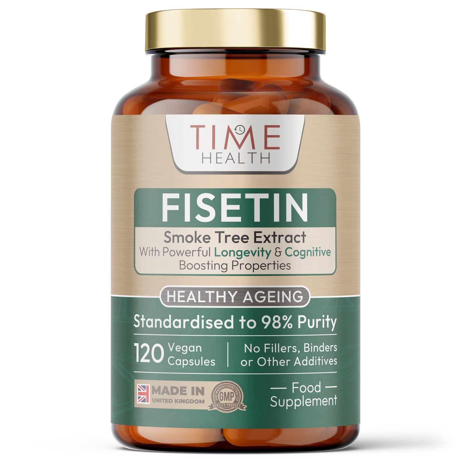 Fisetin - Ultra Pure - 100mg - 120 Capsules - Anti-Ageing - Autophagy - Senolytic - GMP Standards - UK Made - Vegan - 120 Capsules