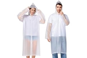 Rain Ponchos Waterproof 2 Pack, Raincoats EVA Rain Coats with Hood for Women Men Adult Travel Hiking Theme Park Camping