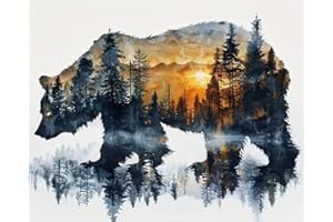 Apcufir Forest Bear Paint by Numbers for Adults,Animals Paint by Numbers on Canvas,DIY Oil Painting by Numbers Kits for Home Wall Decor 16X20 Inch