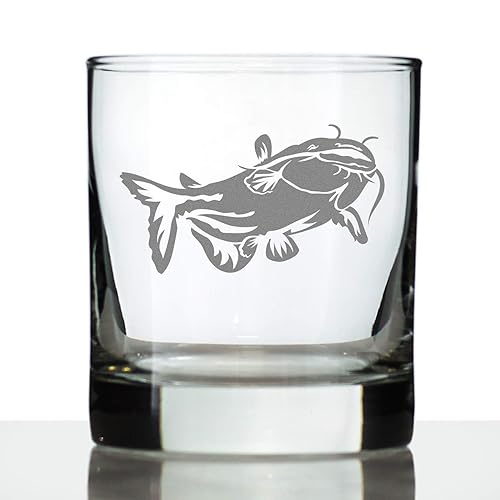 Catfish Whiskey Rocks Glass Catfishing Gifts for