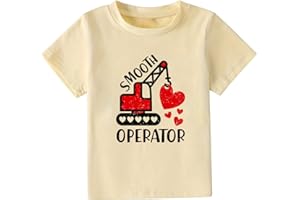 CHIPELER Kids Valentines Day Shirt Boys Girls Valentine's Love Heart Graphic Tees Raglan Toddler Short Sleeve T-Shirt Tops 2-7 Years