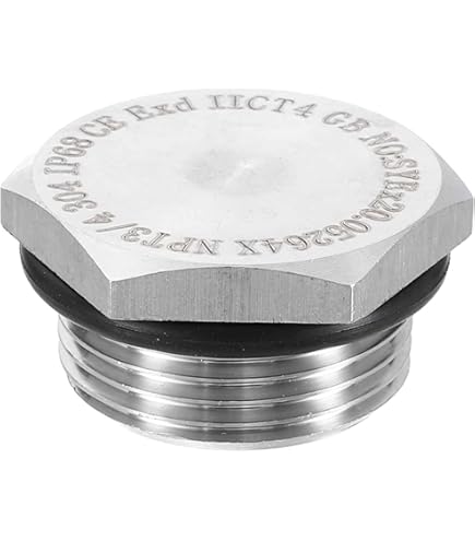 NPT 3/4 Pipe Plug Fittings - 304 Stainless Steel Male Hex Thread Plugs With Sealing Ring (2-Pack)