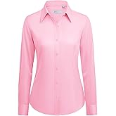 siliteelon Button Down Shirts for Women: Wrinkle Free Long Sleeve Classic Fit Collared Dress Shirt Solid Formal Office