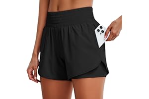 Gym Shorts for Women 2 in 1 Workout Short Lightweight Athletic Running Shorts Sports Pant with Phone Pockets