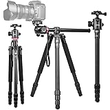 YoTilon Camera Tripod, Horizontal Tripod for Camera Professional Aluminum Alloy Travel Tripod for DSLR with 360° Ball Head Qu