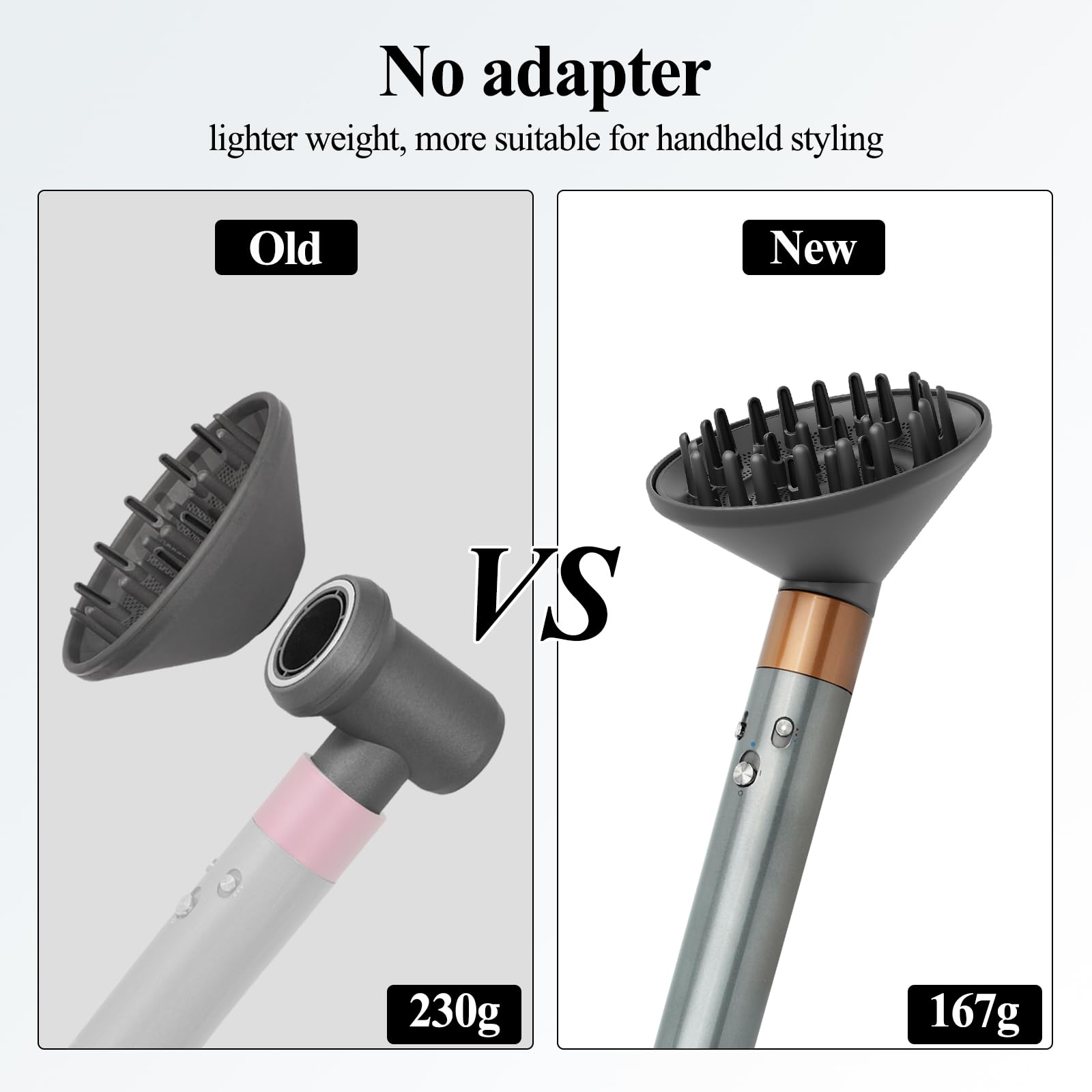 Large Diffuser Attachment Compatible with Dyson Airwrap, Upgraded Bigger Diffuser Nozzle to Dryer Faster and Define Curls Hair, Grey