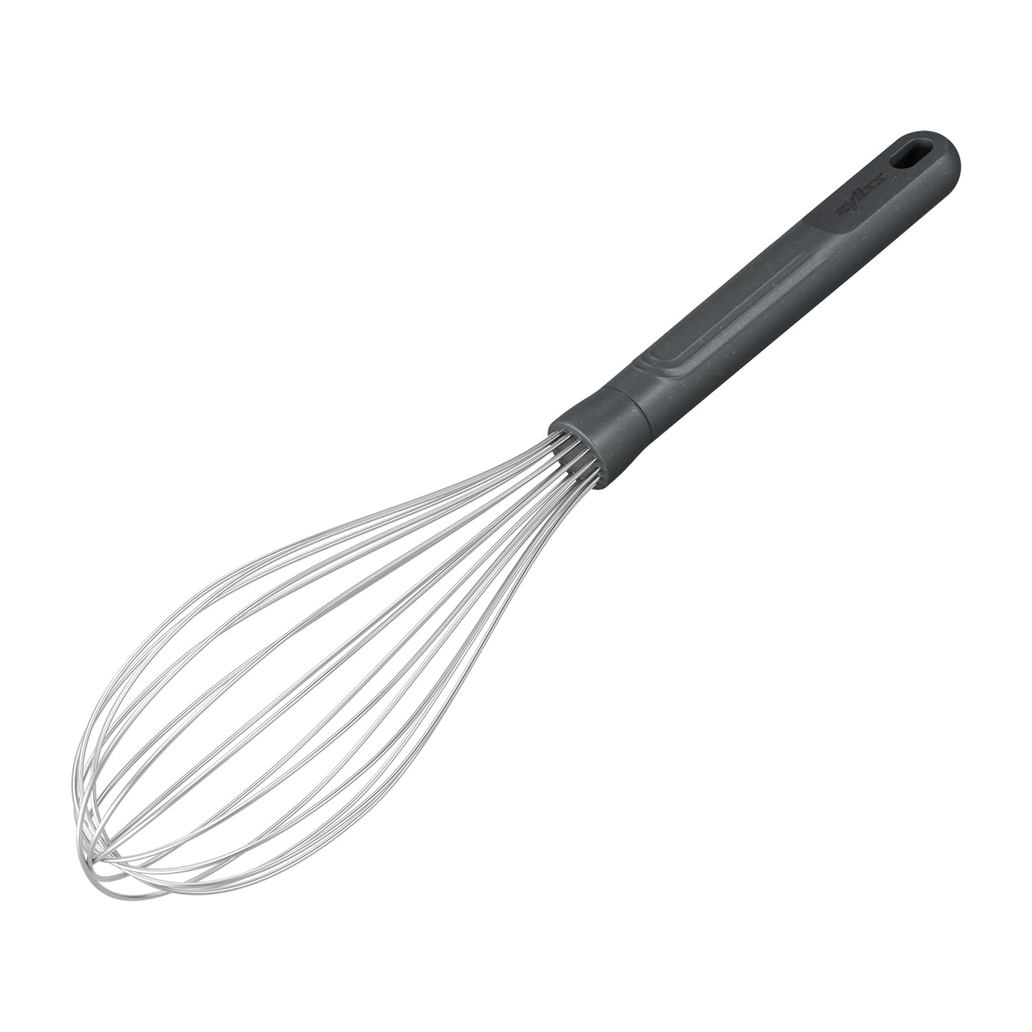 Zyliss Large Hand Whisk, Sustainable Wheat Straw/Stainless Steel, Balloon Whisk with Grip Lines for Firm Grip, Beluga Grey, 30cm x 6.5cm, Dishwasher Safe