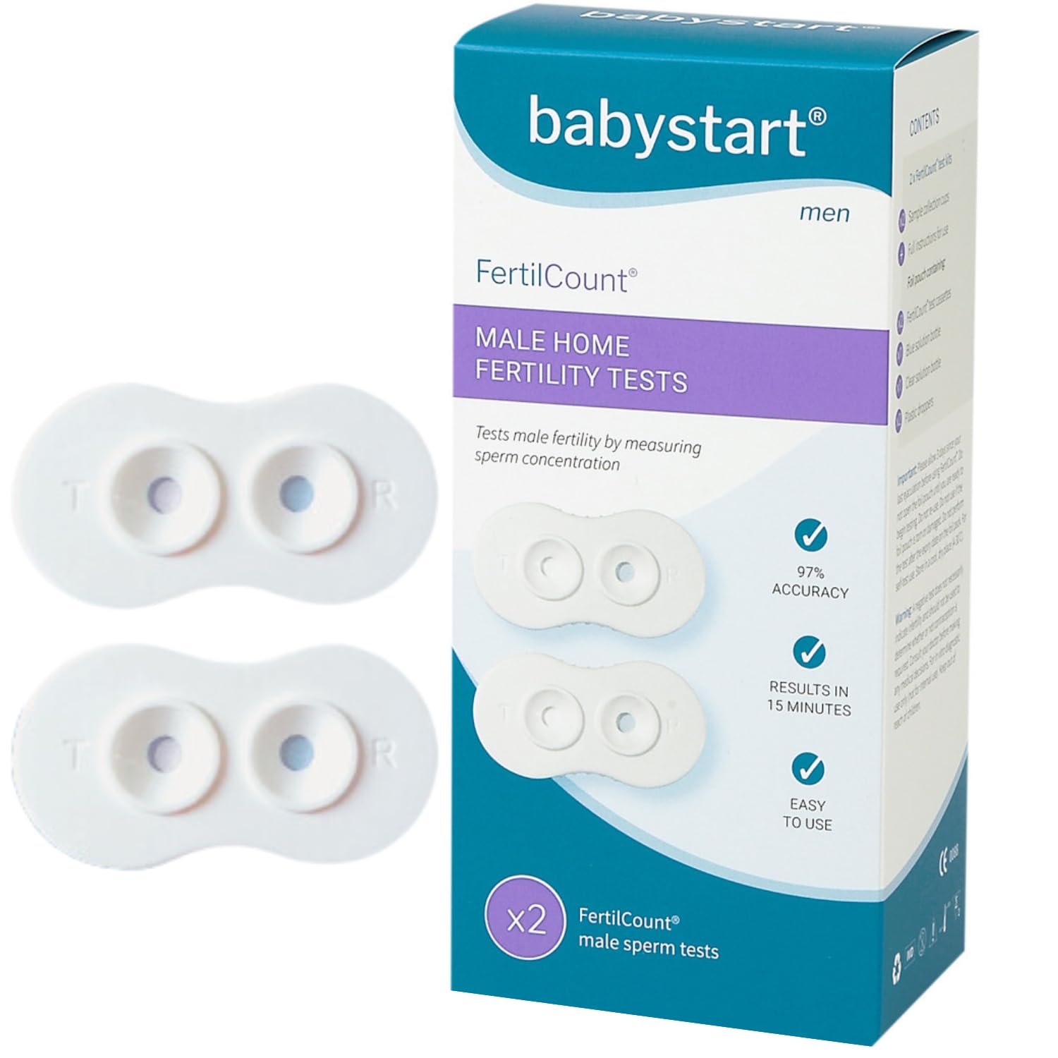 Babystart FertilCount - Fertility Test Kit for Men - Sperm Count Testing Kit x2 and Instruction Leaflet - Easy Home Fertility Tests for Couples Trying for a Baby