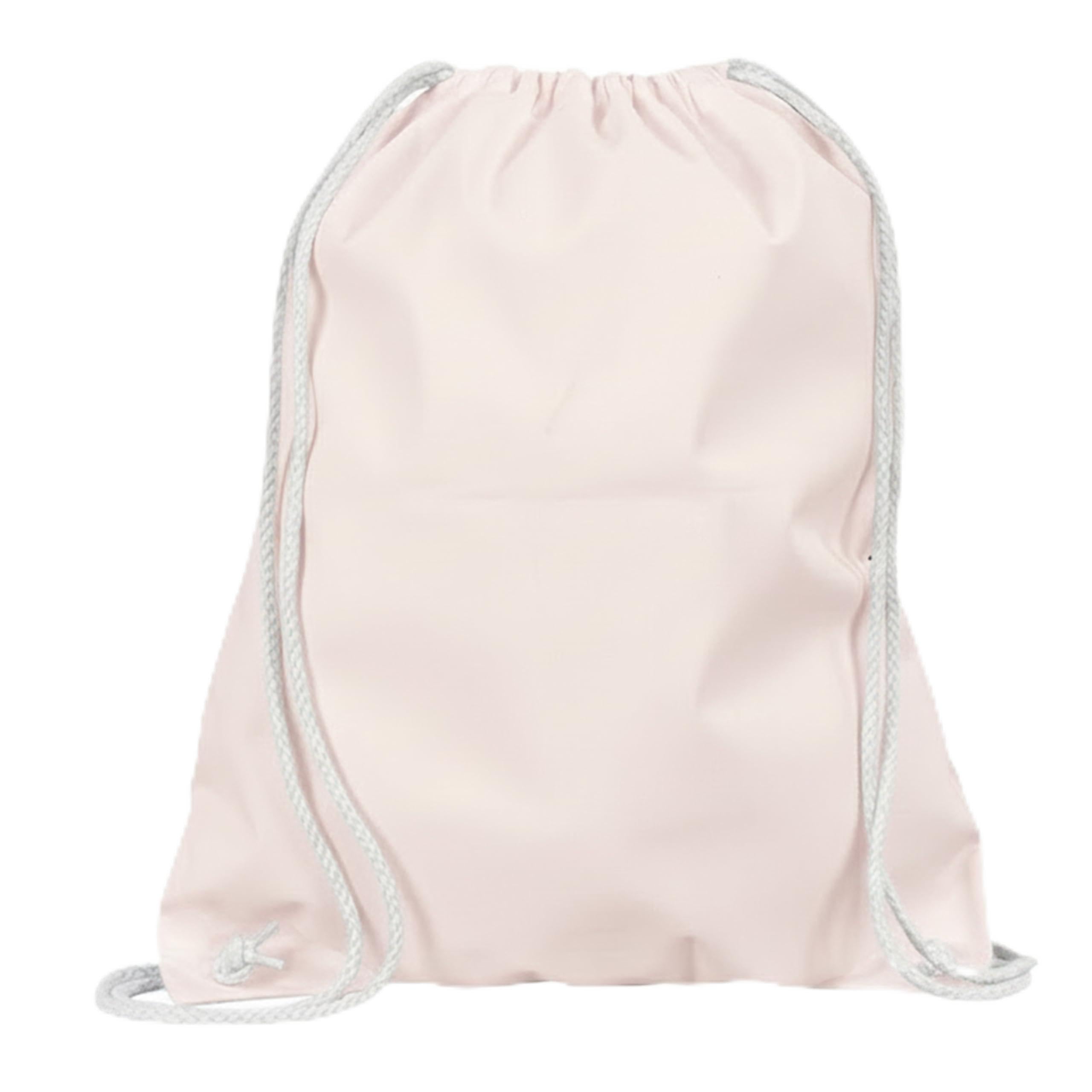 Veproli Cotton Gym Bag Sports Bag Drawstring Bag Gym Bag Jute School Backpack, Pastel Pink, One Size