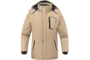 Rdruko Men's Ski Snow Jacket Waterproof Insulated Fleece Outdoor Mountain Hooded Winter Coat