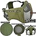 Jadedragon PJ Tactical Fast Helmet & Protect Ear Foldable Double Straps Half Face Mesh Mask & Goggle(Green)